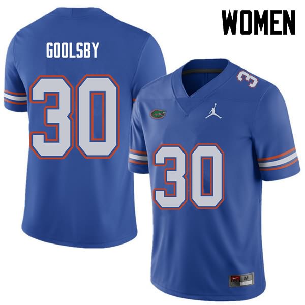 NCAA Florida Gators DeAndre Goolsby Women's #30 Jordan Brand Royal Stitched Authentic College Football Jersey CQO4164IK